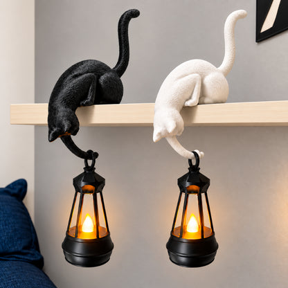 Luminaria Gato Kit 1 Preto 1 Branco