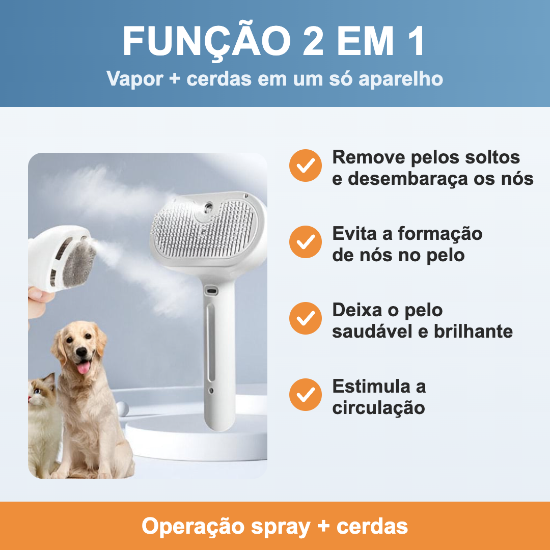 Função 2 em 1 - vapor e cerdas