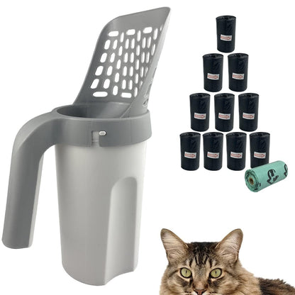 Pá higiênica com gato e sacos inclusos